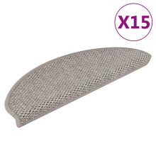 Berkfield Stair Mats Self-adhesive Sisal-Look 15 pcs 65x21x4 cm Silver