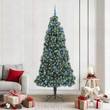 Berkfield Artificial Pre-lit Christmas Tree with Ball Set Green 210 cm