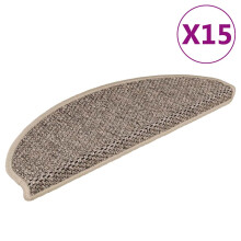 Berkfield Stair Mats Self-adhesive Sisal-Look 15 pcs 65x21x4 cm Dark Beige