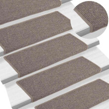 Berkfield Stair Mats 15 pcs 65x21x4 cm Dark Beige Rectangular Edge