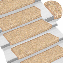 Berkfield Stair Mats 15 pcs 65x21x4 cm Light Brown Rectangular Edge