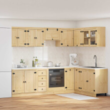 Berkfield Cabinet with Drawer SKI 10 pcs Honey Brown Solid Pine Wood