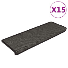Berkfield Stair Mats Self-adhesive Sisal-Look 15 pcs 65x21x4 cm Anthracite