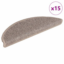 Berkfield Stair Mats 15 pcs 56x17x3 cm Dark Beige Half Round