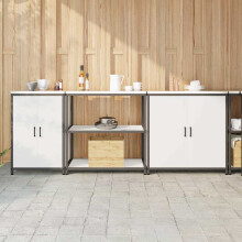 Berkfield Kitchen Storage Set with Shelf Other 3 pcs White Steel