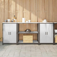 Berkfield Kitchen Storage Set with Shelf 3 pcs Silver Stainless Steel