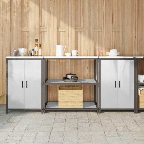 Berkfield Kitchen Storage Set with Shelf 3 pcs Silver Stainless Steel