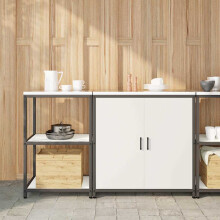 Berkfield Kitchen Storage Set with Shelf 2 pcs White Cold-rolled Steel