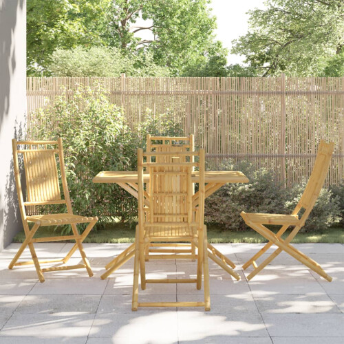 Berkfield 5 Piece Garden Dining Set Bamboo