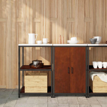 Berkfield Kitchen Storage Set with Shelf 2 pcs Rusty Weathering Steel