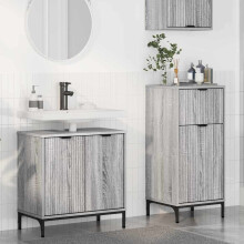 Berkfield Bathroom Furniture Set with Drawer with Shelf 2 pcs Grey Sonoma