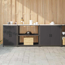 Berkfield Kitchen Storage Set with Shelf Other 3 pcs Black Steel
