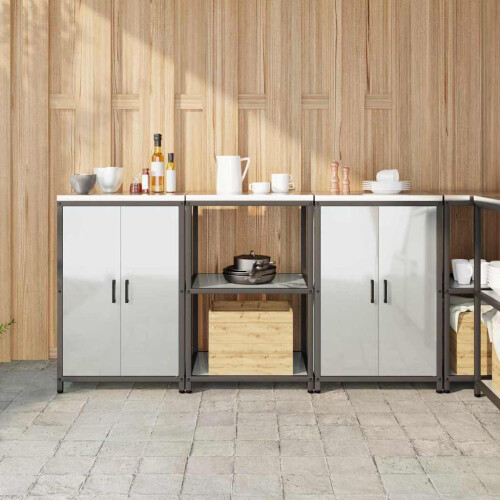 Berkfield Kitchen Storage Set with Shelf 3 pcs Silver Galvanised Steel