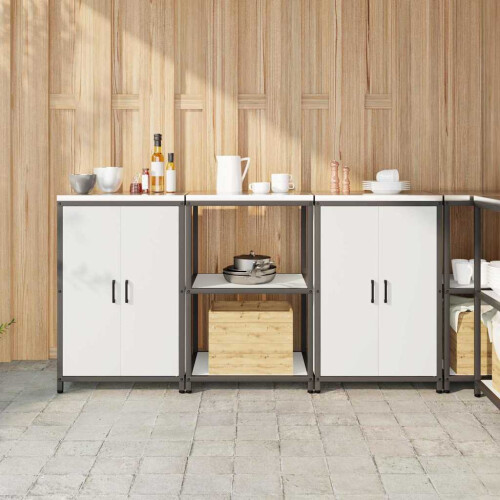 Berkfield Kitchen Storage Set with Shelf 3 pcs White Cold-rolled Steel