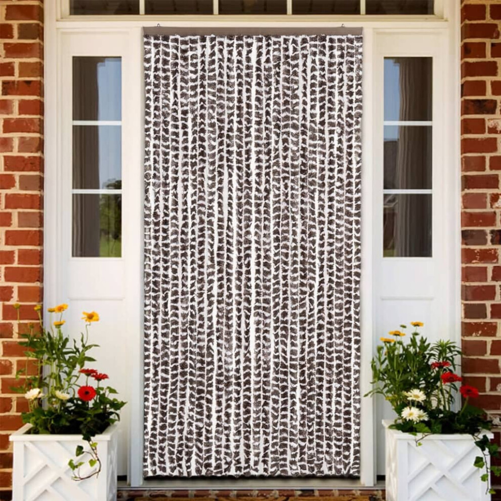 Berkfield Insect Curtain Brown And White 100X220 Cm Chenille 5992989004979