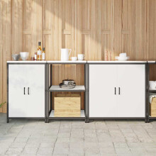 Berkfield Kitchen Storage Set with Shelf 3 pcs White Cold-rolled Steel