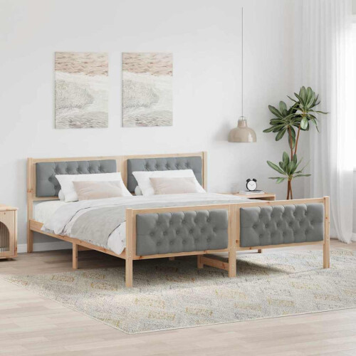 Berkfield Bed Frame Light Grey 180 x 200 cm Solid Pine Wood