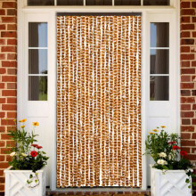 Berkfield Insect Curtain Ochre and White 90x220 cm Chenille
