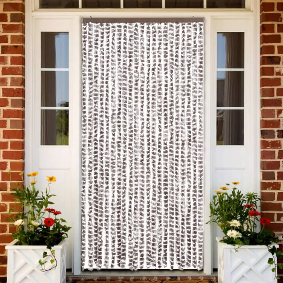 Berkfield Insect Curtain Taupe And White 90X220 Cm Chenille 8320698409124