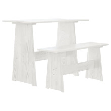 Berkfield Dining Table with Bench REINE White Solid Wood Pine