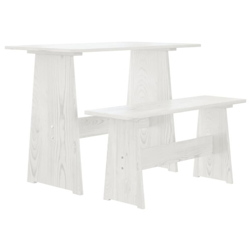 Berkfield Dining Table with Bench REINE White Solid Wood Pine