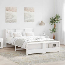 Berkfield Bed Frame with Headboard White 150 x 200 cm Engineered Wood