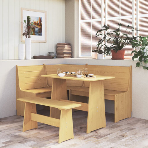 Berkfield Corner Bench REINE 151 cm Honey Brown Solid Wood Pine