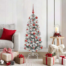 Berkfield Artificial Hinged Christmas Tree Green and White 120 cm