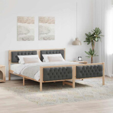 Berkfield Bed Frame with Headboard Dark Grey 180 x 200 cm Solid Pine Wood