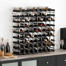 Berkfield Wine Rack for 72 Bottles Black Solid Pine Wood