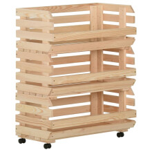 Berkfield Vegetable Trolley 77x30x80 cm Solid Pinewood