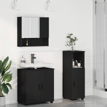 Berkfield Bathroom Furniture Set 3 pcs Black Engineered wood & Metal