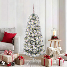 Berkfield Artificial Hinged Christmas Tree Green and White 150 cm