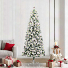 Berkfield Artificial Hinged Christmas Tree Green and White 240 cm