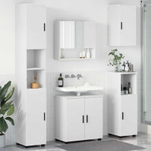 Berkfield Bathroom Furniture Set 5 pcs White Engineered wood & Metal