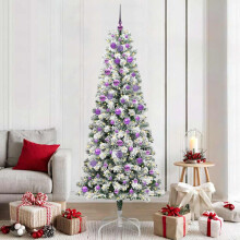 Berkfield Artificial Hinged Christmas Tree Green and White 210 cm