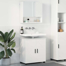 Berkfield Bathroom Furniture Set 2 pcs White Engineered wood & Metal