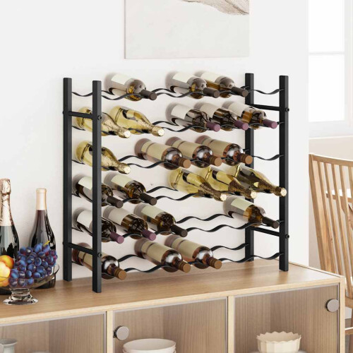 Berkfield Wine Rack for 36 Bottles Black Iron
