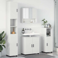 Berkfield Bathroom Furniture Set 4 pcs White Engineered wood & Metal