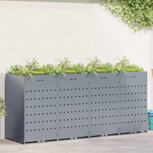 Berkfield Wheelie Bin Storage for 4 Bins Light Grey 272 x 77.5 x 121.5 cm