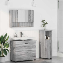 Berkfield Bathroom Furniture Set with Drawer with Shelf 3 pcs Grey Sonoma