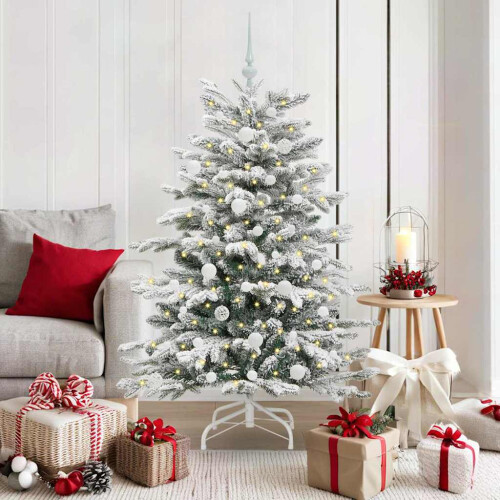 Berkfield Artificial Hinged Christmas Tree White 150 cm PE and PVC