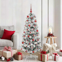 Berkfield Artificial Hinged Christmas Tree Green and White 150 cm