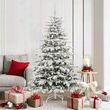 Berkfield Artificial Hinged Christmas Tree White 180 cm PE and PVC