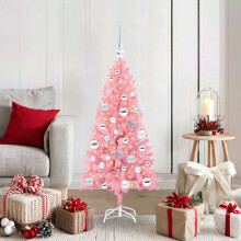 Berkfield Christmas Tree with 150 LEDs with Stand Pink 120 cm PVC