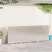 Berkfield Wheelie Bin Storage for 5 Bins Silver 340 x 77.5 x 115.5 cm