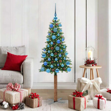 Berkfield Slim Christmas Tree Green 150 cm PVC and Solid Pine wood
