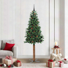 Berkfield Slim Christmas Tree Green 210 cm PVC and Solid Pine wood