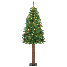 Berkfield Slim Christmas Tree Green 180 cm PVC and Solid Pine wood