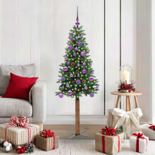 Berkfield Slim Christmas Tree Green 150 cm PVC and Solid Pine wood